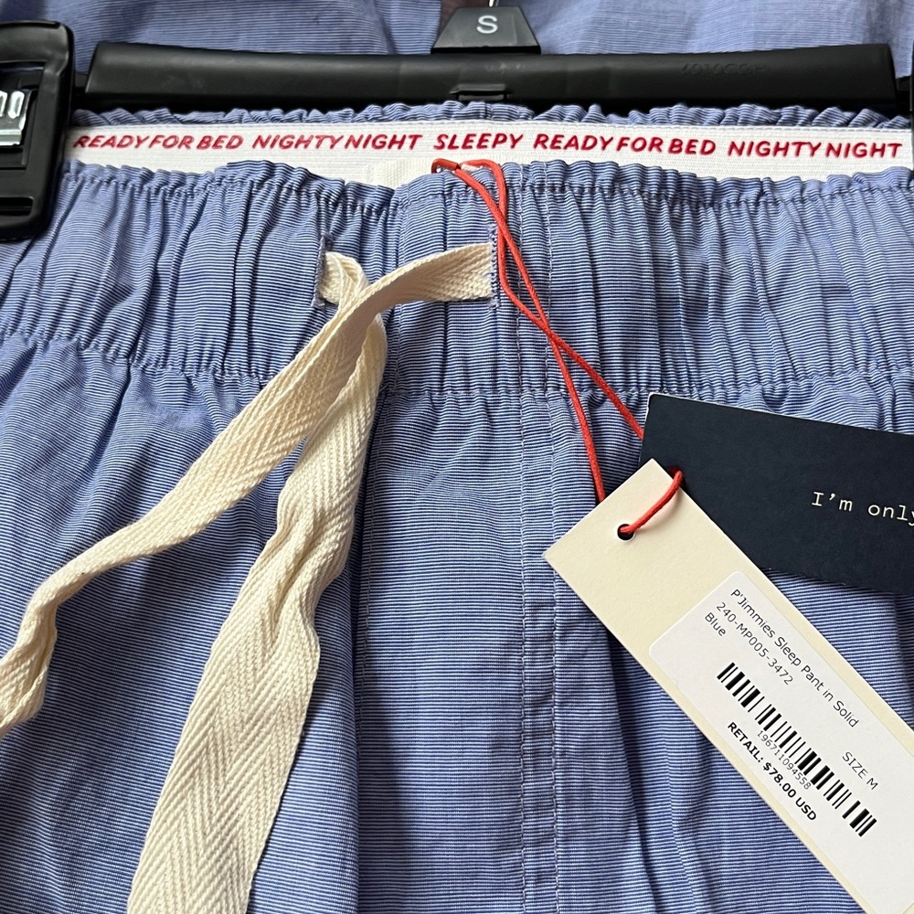 NWT Men's Blue pajama pants by Alex Mill P’Jimmies, size M, 100% cotton - Picture 5 of 7